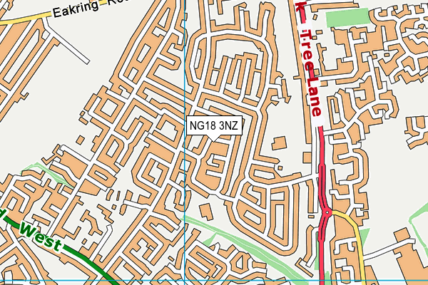 NG18 3NZ map - OS VectorMap District (Ordnance Survey)