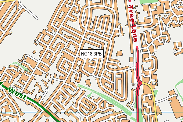 NG18 3PB map - OS VectorMap District (Ordnance Survey)