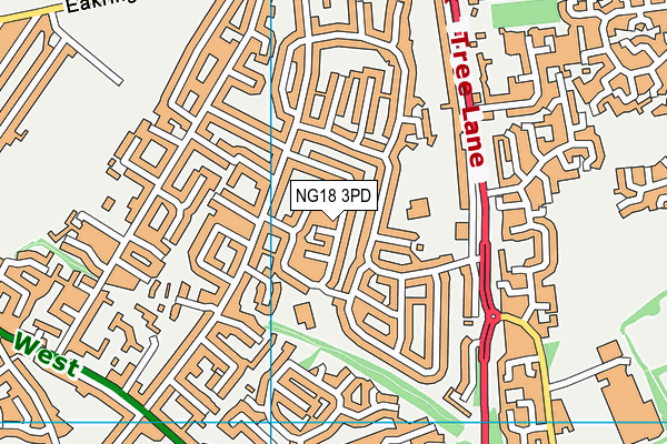 NG18 3PD map - OS VectorMap District (Ordnance Survey)