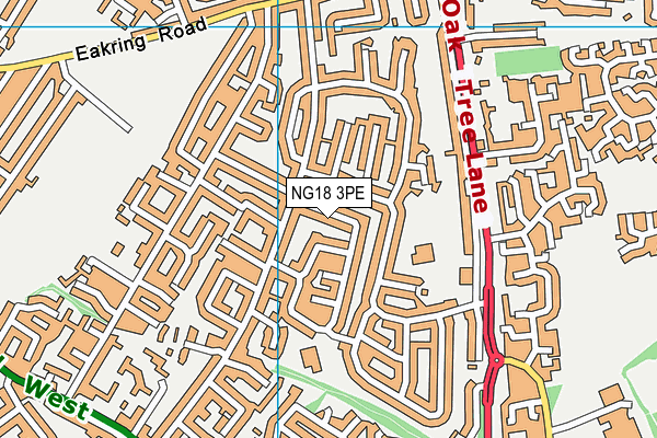 NG18 3PE map - OS VectorMap District (Ordnance Survey)