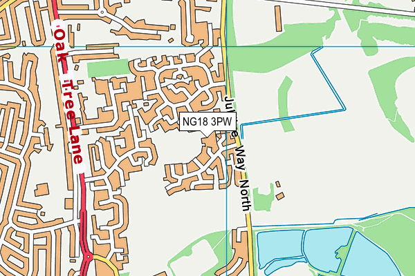NG18 3PW map - OS VectorMap District (Ordnance Survey)