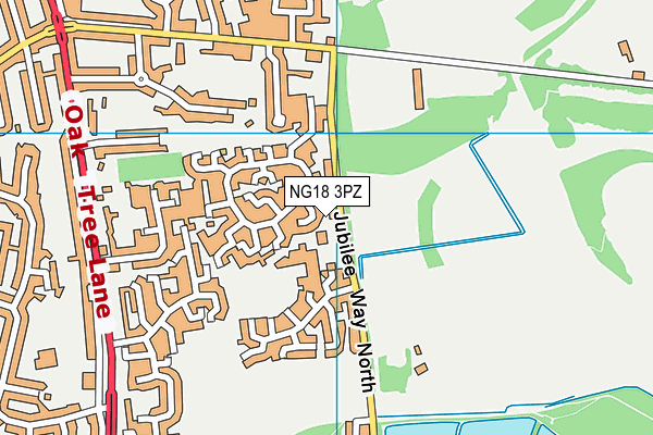 NG18 3PZ map - OS VectorMap District (Ordnance Survey)