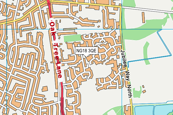 NG18 3QE map - OS VectorMap District (Ordnance Survey)