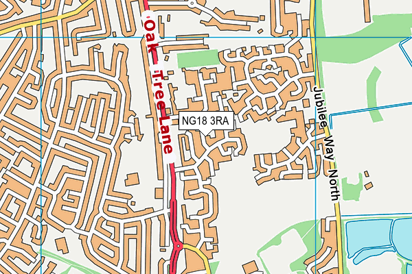 NG18 3RA map - OS VectorMap District (Ordnance Survey)