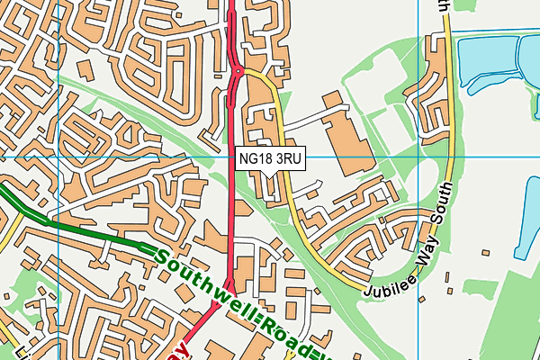 NG18 3RU map - OS VectorMap District (Ordnance Survey)