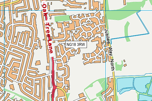 NG18 3RW map - OS VectorMap District (Ordnance Survey)