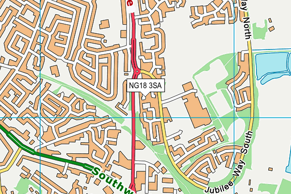NG18 3SA map - OS VectorMap District (Ordnance Survey)