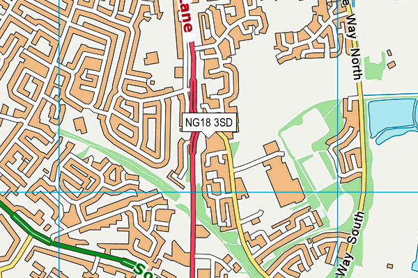 NG18 3SD map - OS VectorMap District (Ordnance Survey)