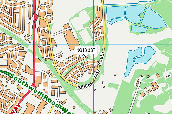 NG18 3ST map - OS VectorMap District (Ordnance Survey)