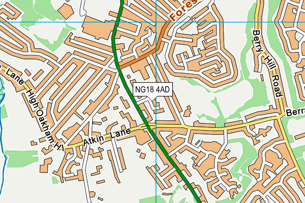 NG18 4AD map - OS VectorMap District (Ordnance Survey)