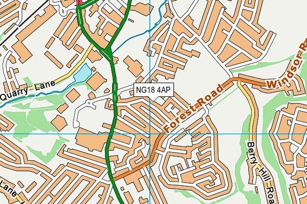 NG18 4AP map - OS VectorMap District (Ordnance Survey)