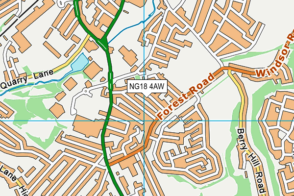 NG18 4AW map - OS VectorMap District (Ordnance Survey)