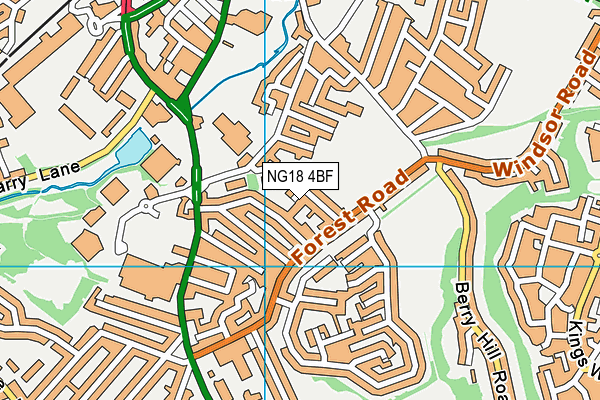 NG18 4BF map - OS VectorMap District (Ordnance Survey)