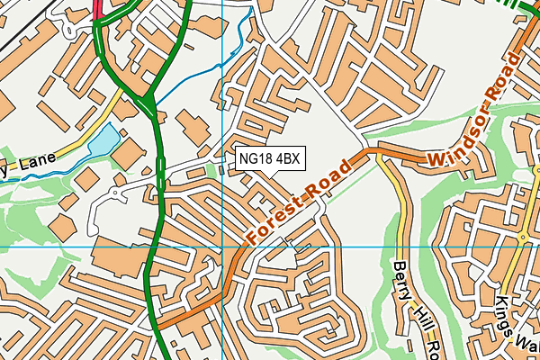 NG18 4BX map - OS VectorMap District (Ordnance Survey)