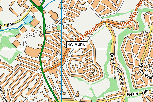 NG18 4DA map - OS VectorMap District (Ordnance Survey)