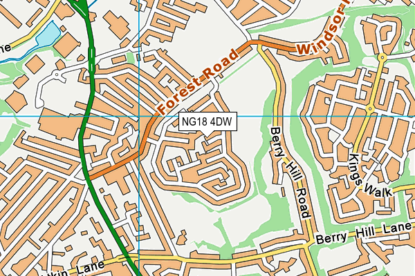 NG18 4DW map - OS VectorMap District (Ordnance Survey)