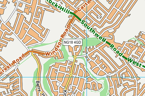 NG18 4GD map - OS VectorMap District (Ordnance Survey)