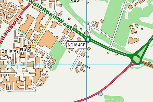 NG18 4GF map - OS VectorMap District (Ordnance Survey)