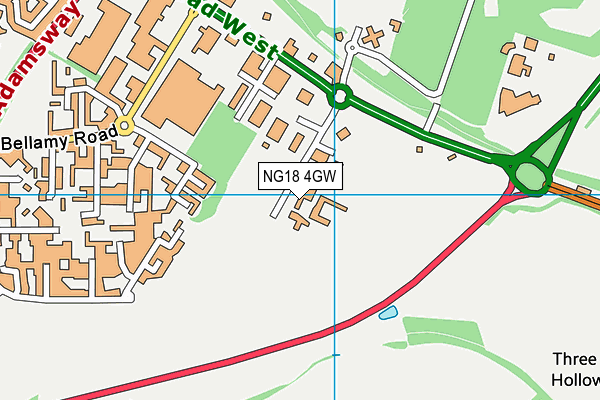 NG18 4GW map - OS VectorMap District (Ordnance Survey)