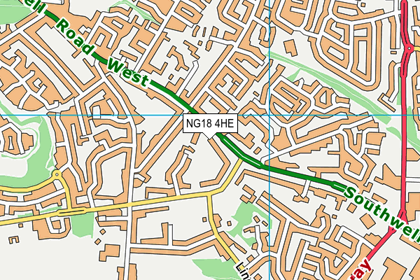 NG18 4HE map - OS VectorMap District (Ordnance Survey)