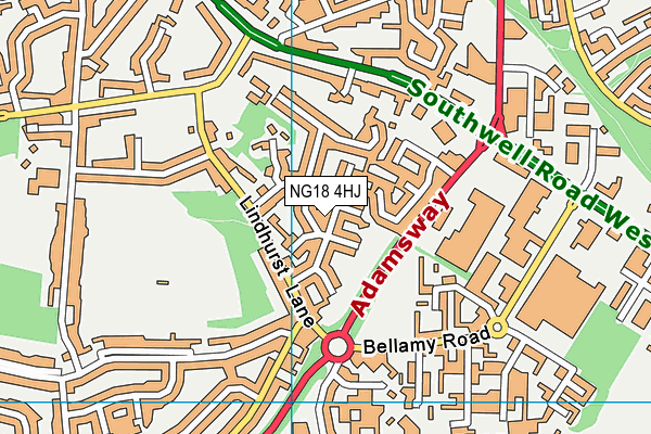 NG18 4HJ map - OS VectorMap District (Ordnance Survey)