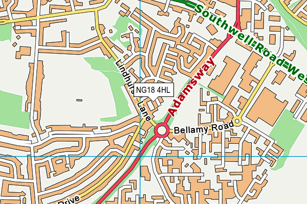 NG18 4HL map - OS VectorMap District (Ordnance Survey)