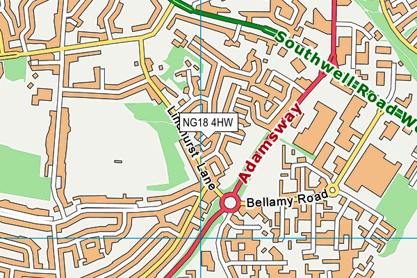 NG18 4HW map - OS VectorMap District (Ordnance Survey)