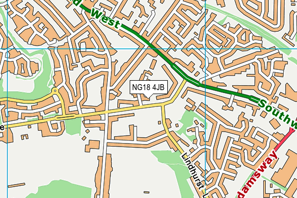 NG18 4JB map - OS VectorMap District (Ordnance Survey)