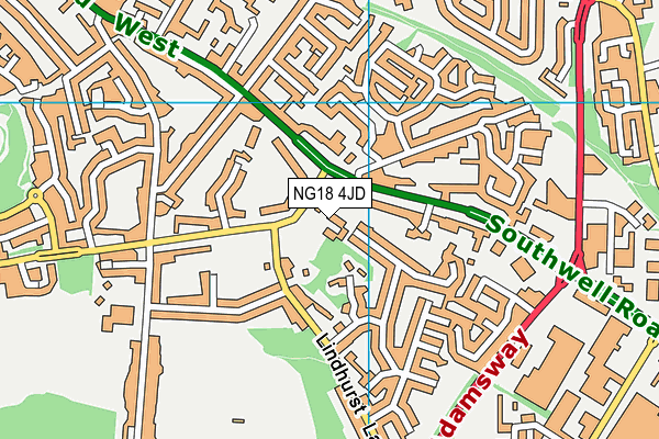 NG18 4JD map - OS VectorMap District (Ordnance Survey)