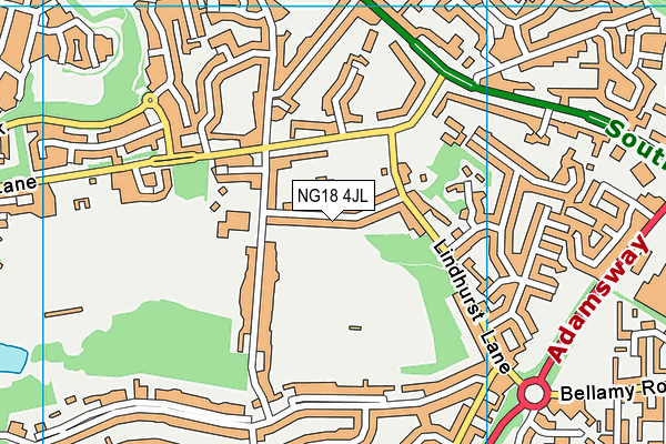 NG18 4JL map - OS VectorMap District (Ordnance Survey)