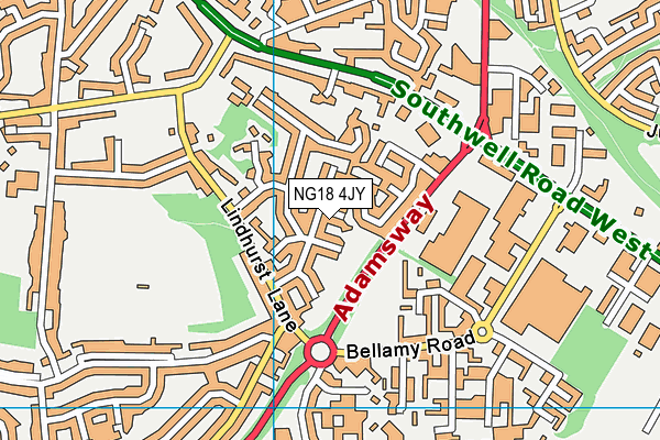 NG18 4JY map - OS VectorMap District (Ordnance Survey)