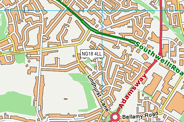 NG18 4LL map - OS VectorMap District (Ordnance Survey)