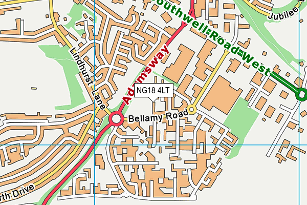 NG18 4LT map - OS VectorMap District (Ordnance Survey)