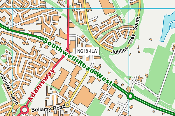 NG18 4LW map - OS VectorMap District (Ordnance Survey)