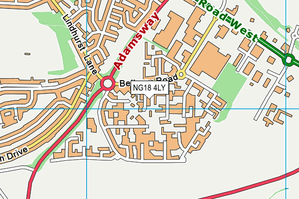 NG18 4LY map - OS VectorMap District (Ordnance Survey)