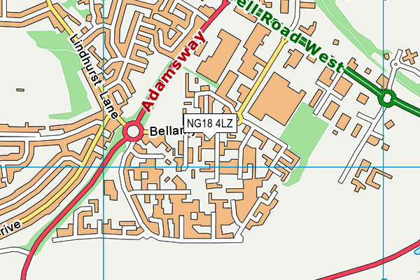 NG18 4LZ map - OS VectorMap District (Ordnance Survey)