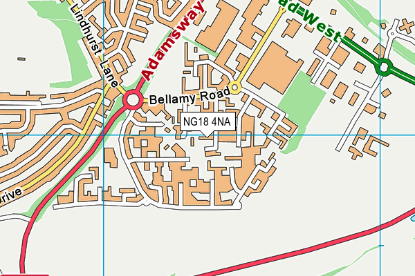 NG18 4NA map - OS VectorMap District (Ordnance Survey)