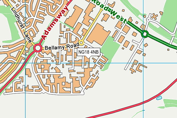 NG18 4NB map - OS VectorMap District (Ordnance Survey)