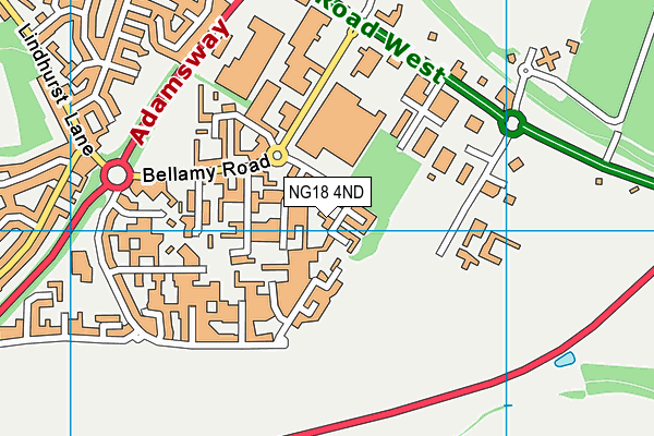 NG18 4ND map - OS VectorMap District (Ordnance Survey)