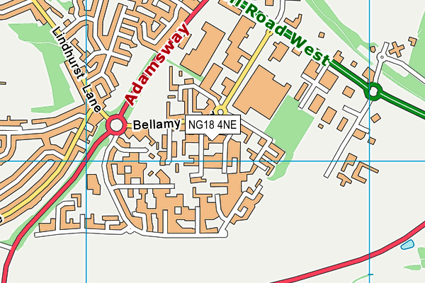 NG18 4NE map - OS VectorMap District (Ordnance Survey)