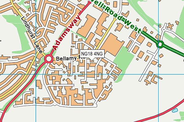 NG18 4NG map - OS VectorMap District (Ordnance Survey)