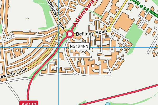 NG18 4NN map - OS VectorMap District (Ordnance Survey)