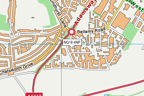 NG18 4NP map - OS VectorMap District (Ordnance Survey)