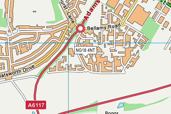 NG18 4NT map - OS VectorMap District (Ordnance Survey)