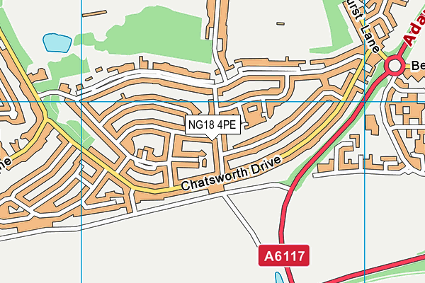 NG18 4PE map - OS VectorMap District (Ordnance Survey)