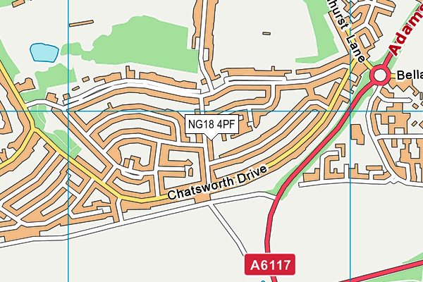 NG18 4PF map - OS VectorMap District (Ordnance Survey)