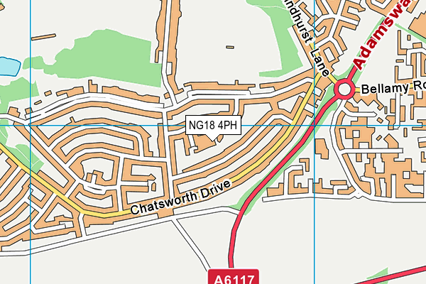 NG18 4PH map - OS VectorMap District (Ordnance Survey)