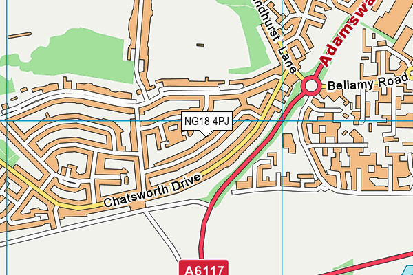 NG18 4PJ map - OS VectorMap District (Ordnance Survey)