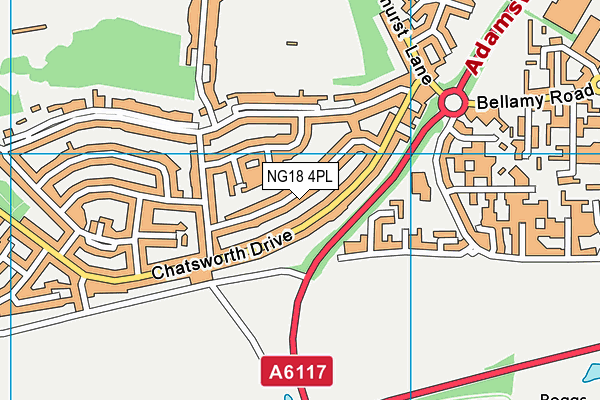 NG18 4PL map - OS VectorMap District (Ordnance Survey)