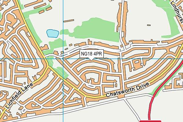 NG18 4PR map - OS VectorMap District (Ordnance Survey)